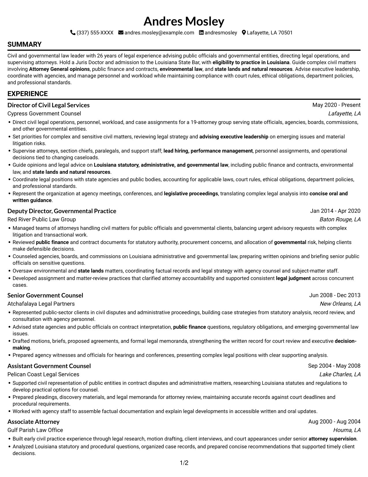 Resume example — page 1