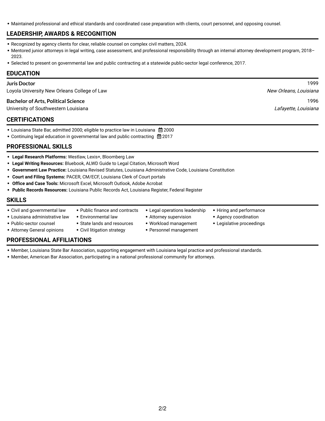 Resume example — page 2