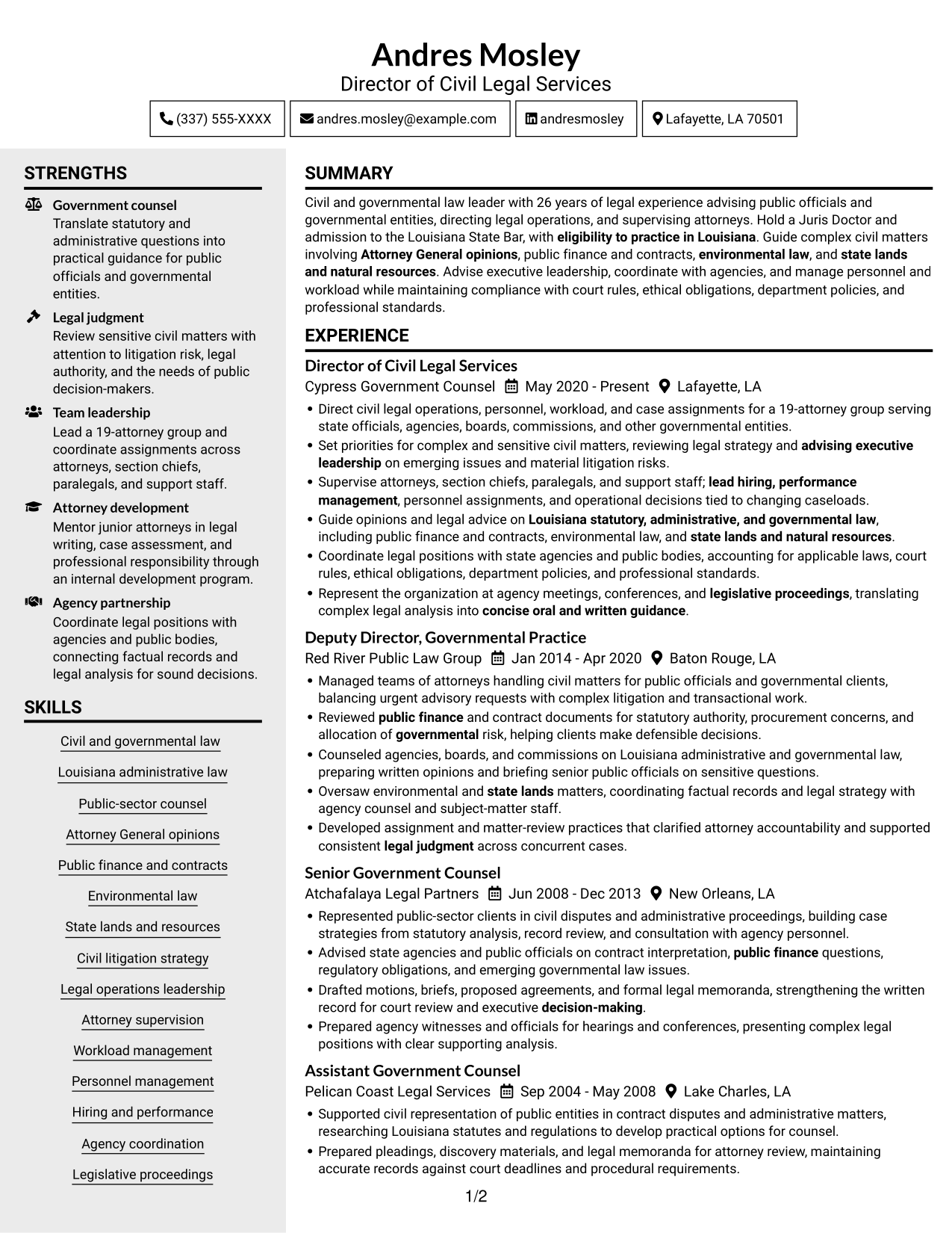 Resume example — page 1