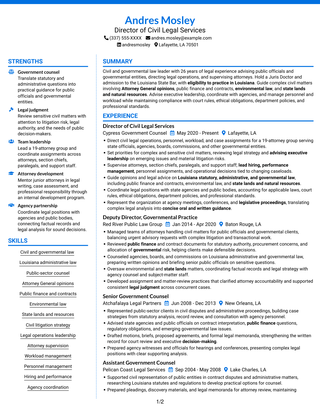 Resume example — page 1