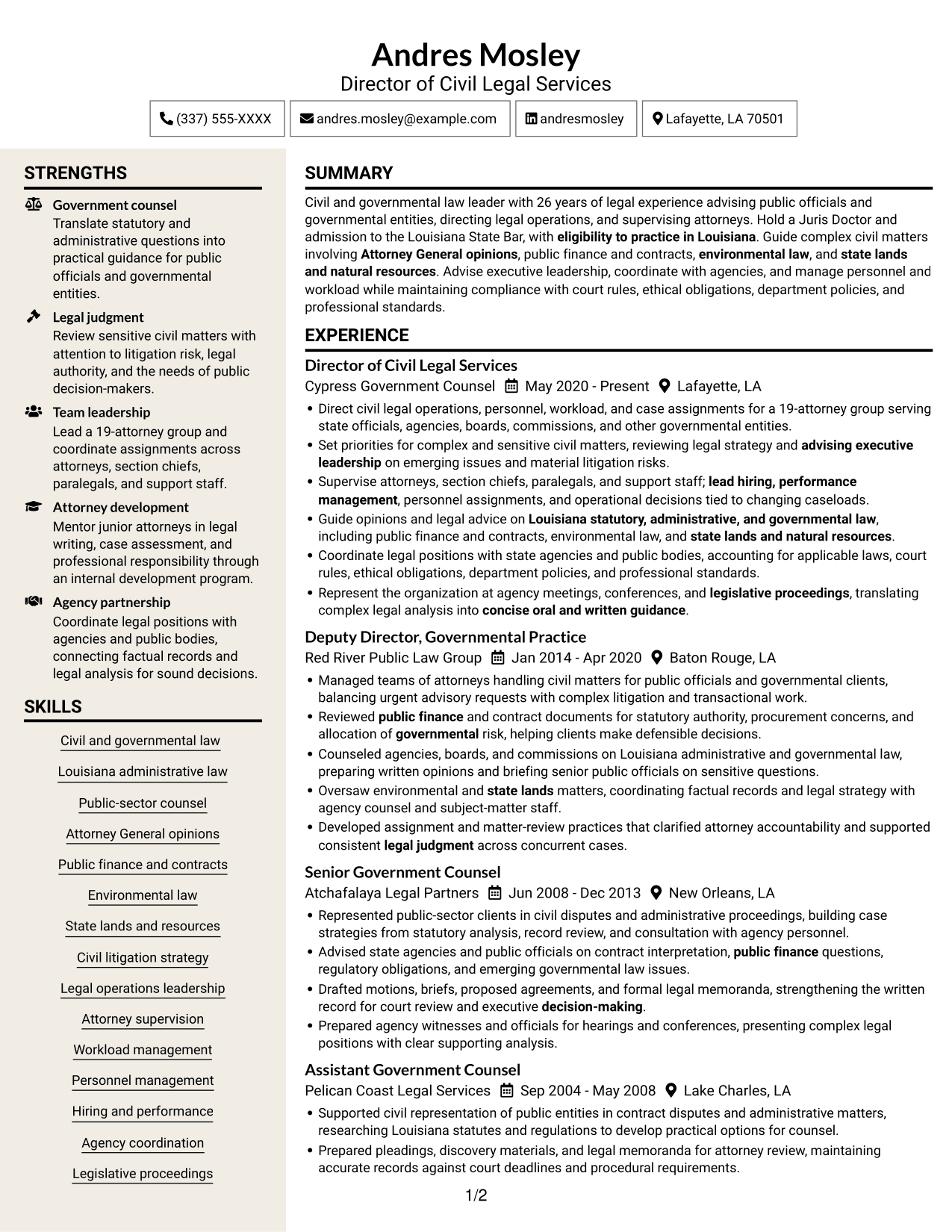 Resume example — page 1