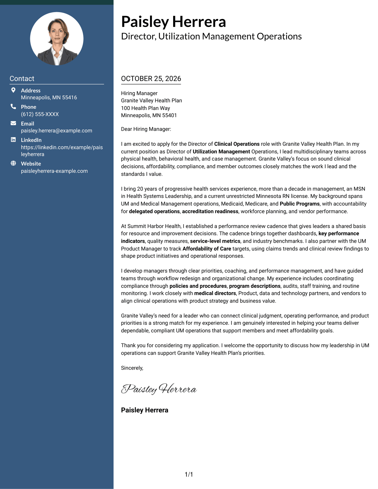 Cover letter example — page 1