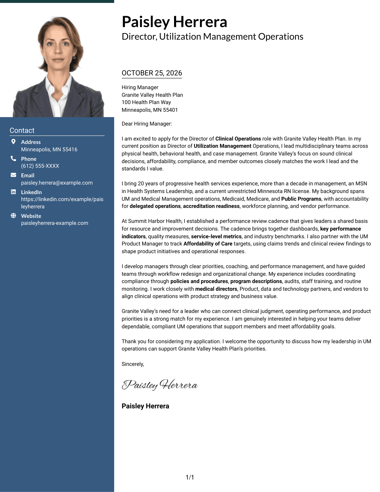 Cover letter example — page 1