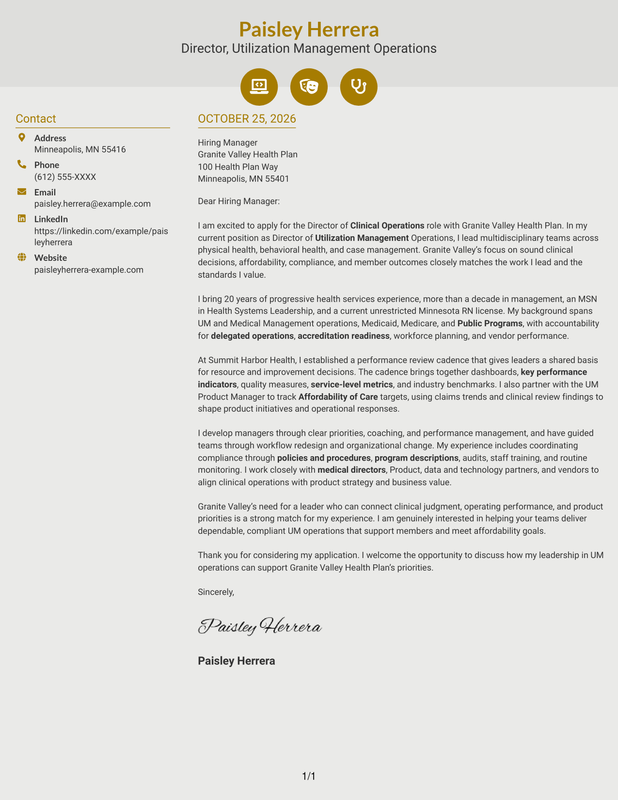 Cover letter example — page 1