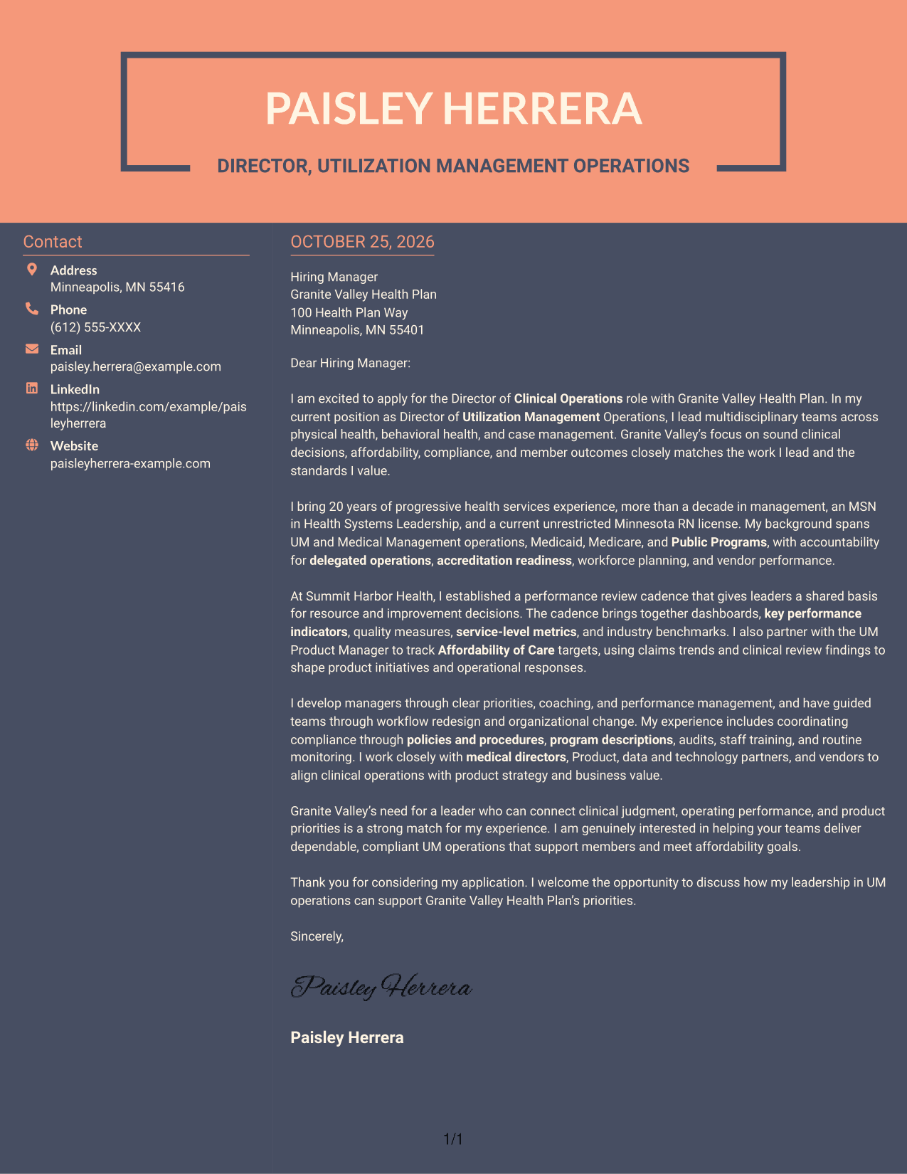 Cover letter example — page 1