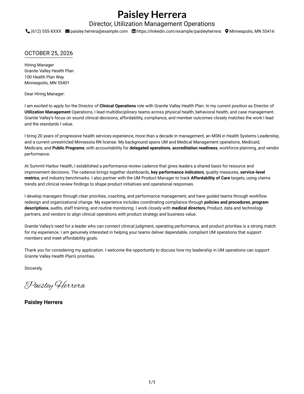Cover letter example — page 1