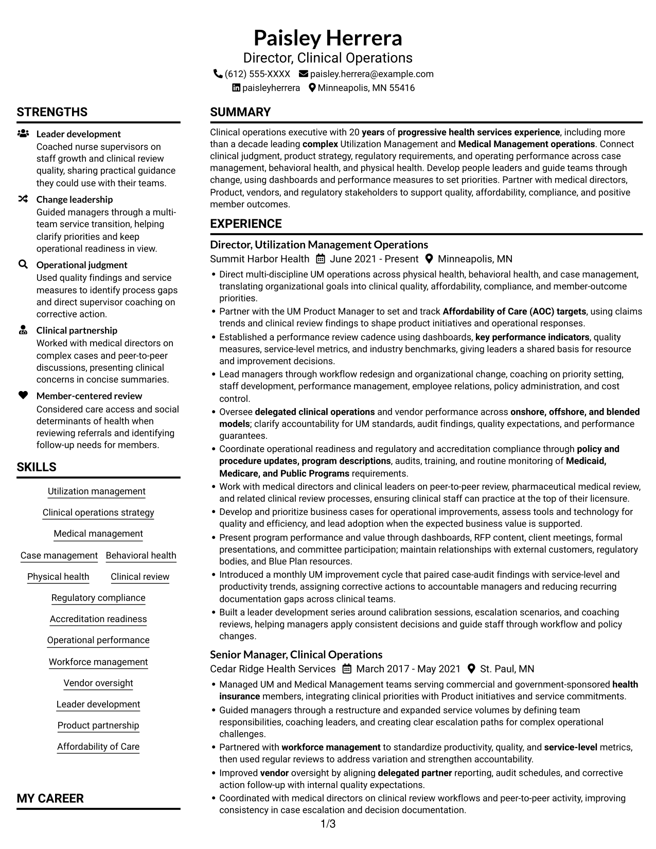 Resume example — page 1