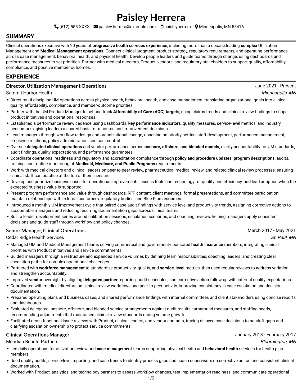 Resume example — page 1