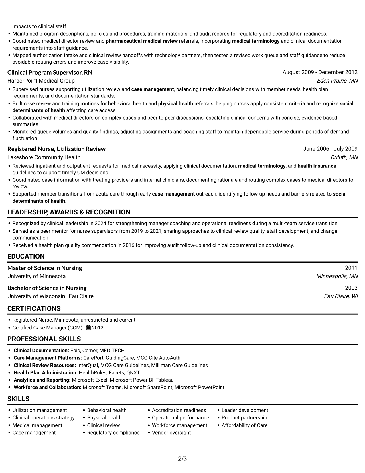 Resume example — page 2