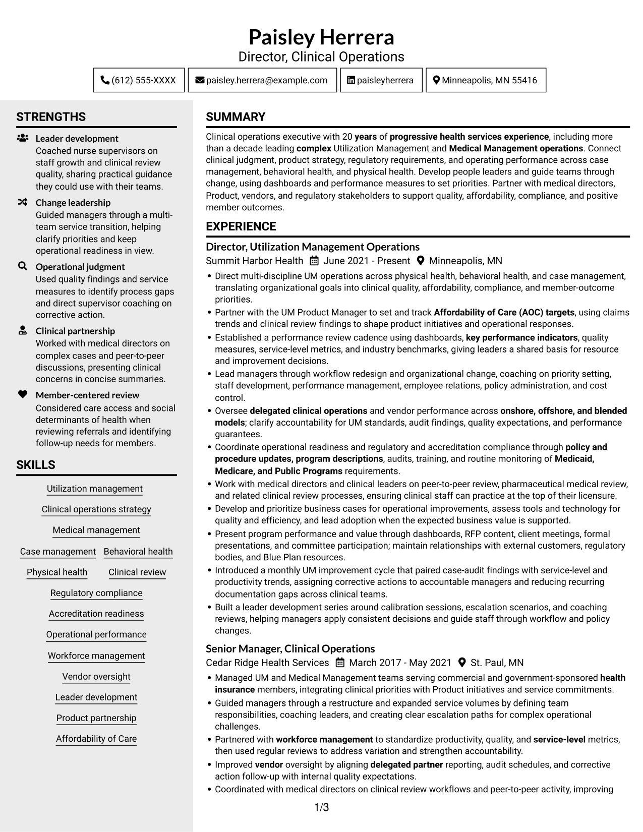Resume example — page 1