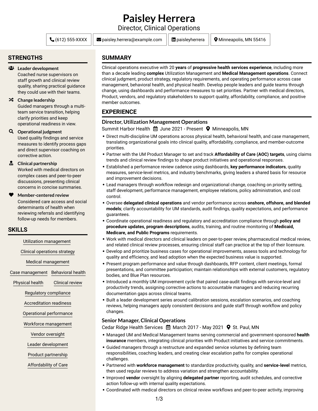 Resume example — page 1