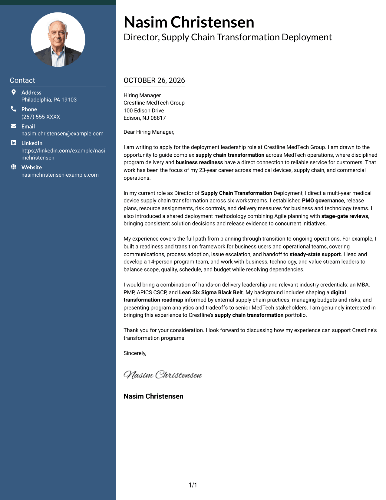 Cover letter example — page 1