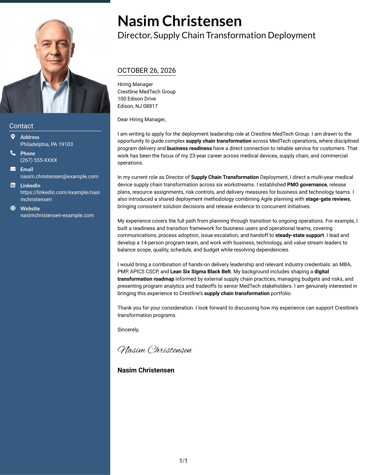 Cover letter example — page 1