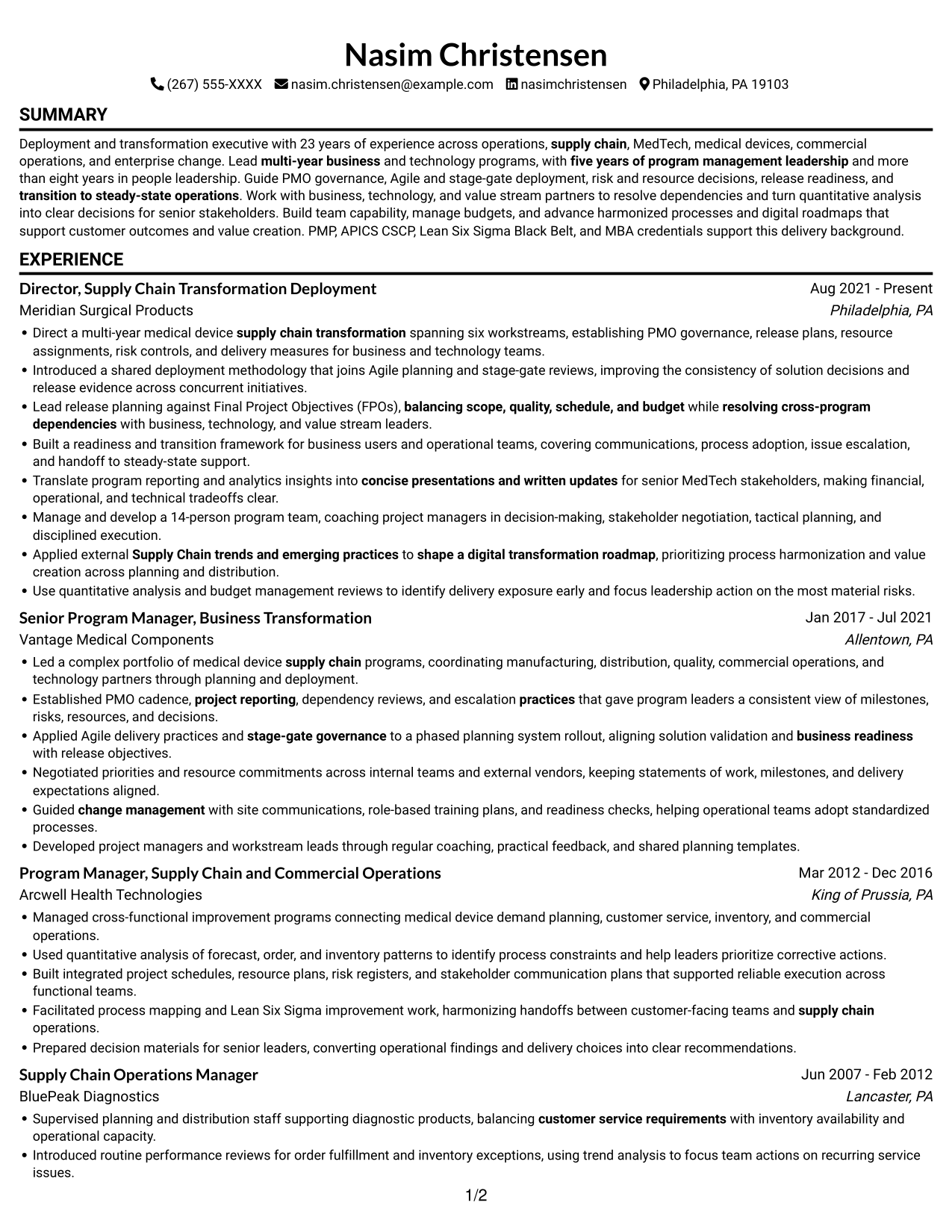 Resume example — page 1