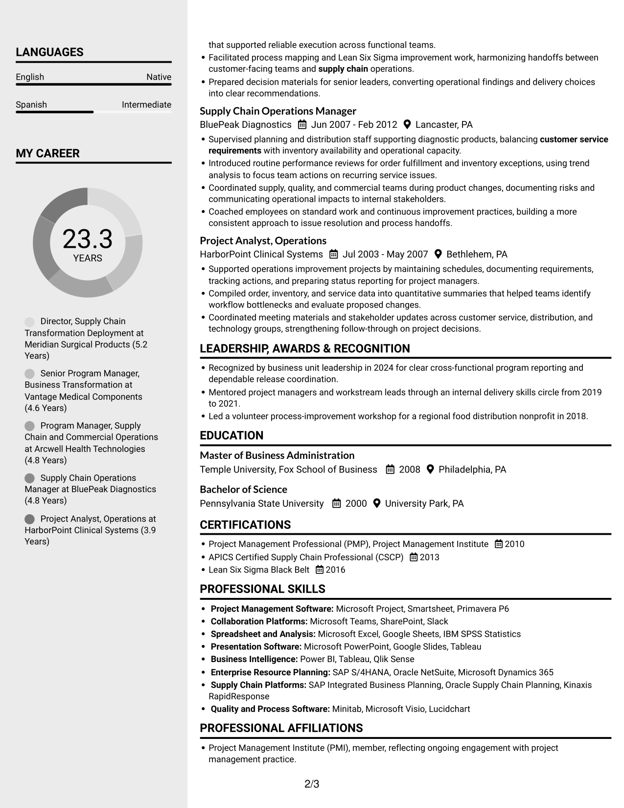 Resume example — page 2