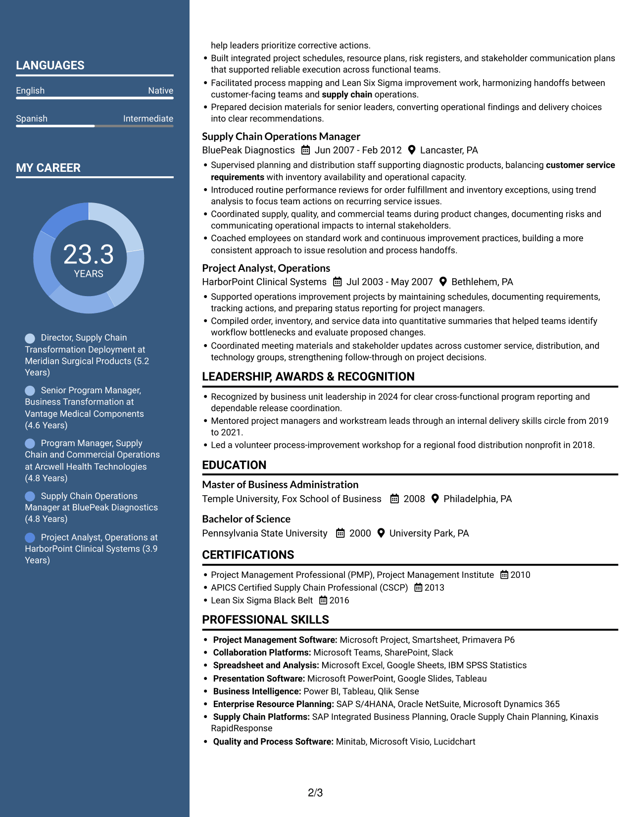 Resume example — page 2