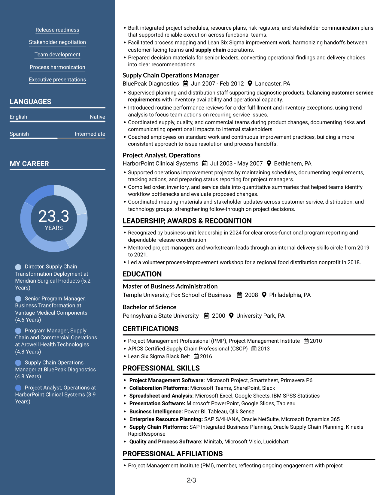 Resume example — page 2