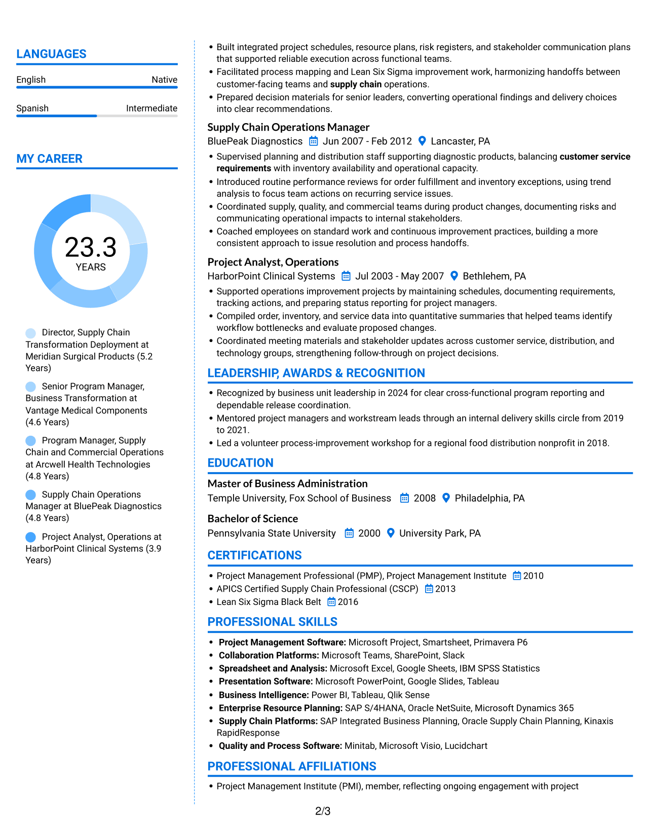 Resume example — page 2