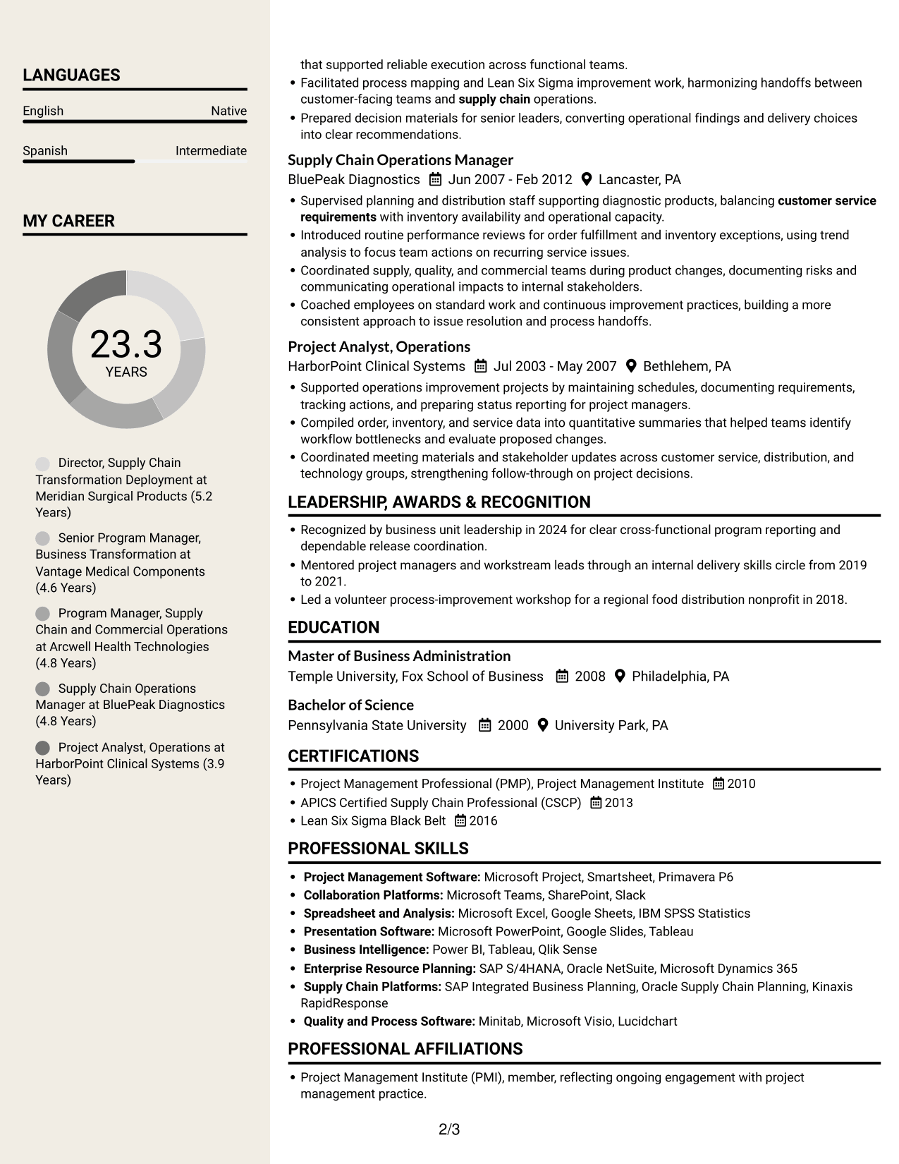 Resume example — page 2