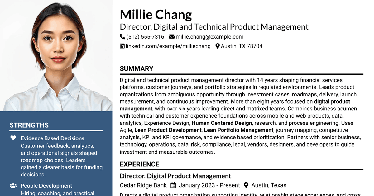 7 Director, Digital/Technical Product Management Resume Templates with Example