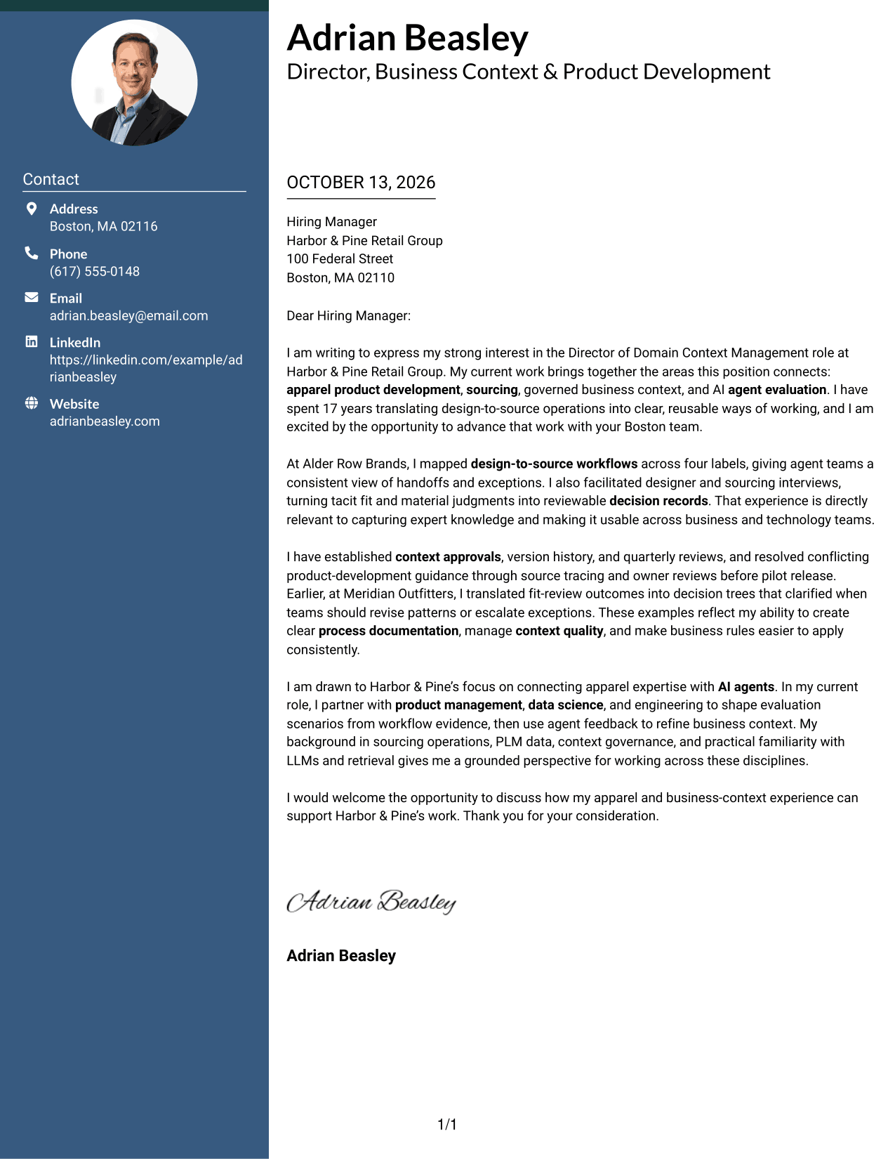 Cover Letter Example Page 1