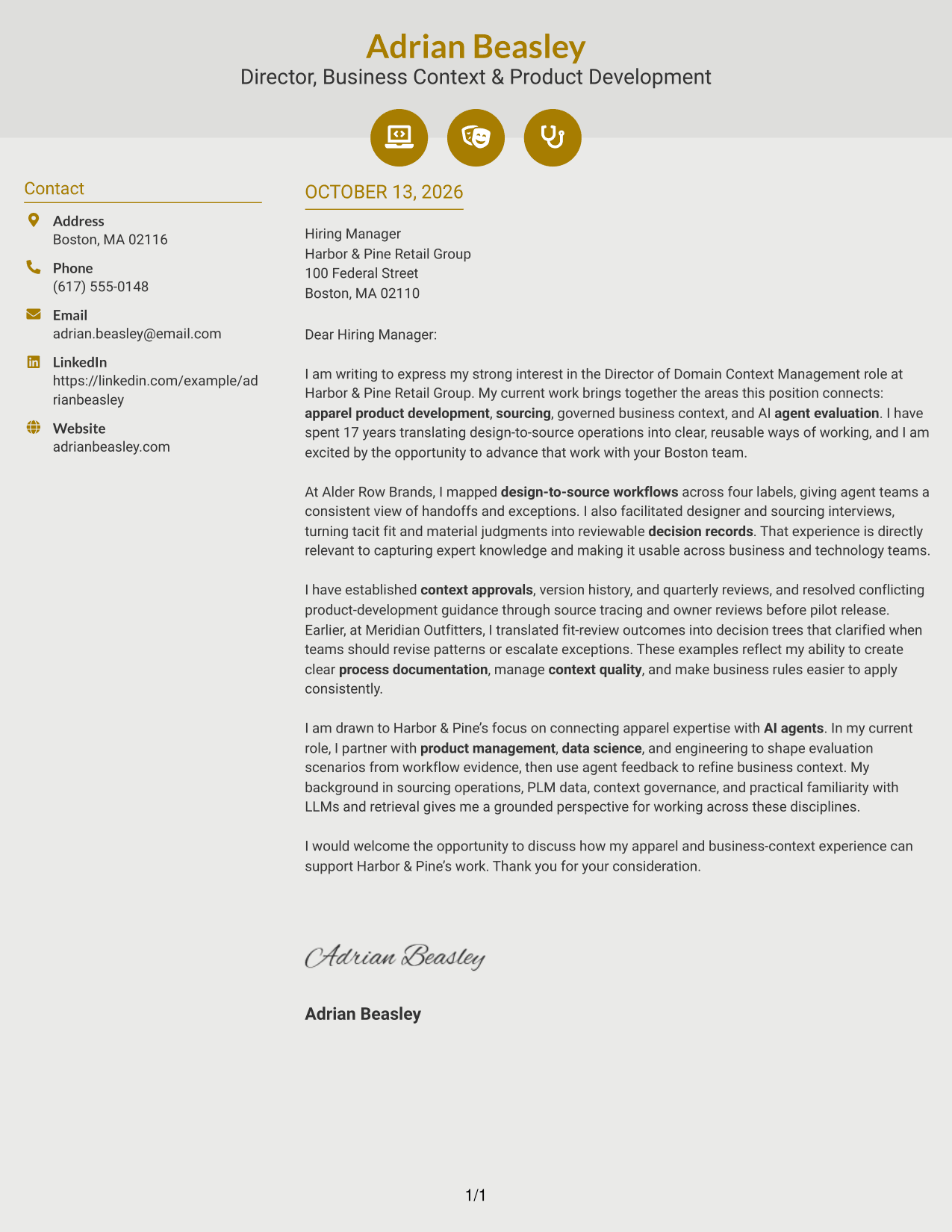 Cover Letter Example Page 1