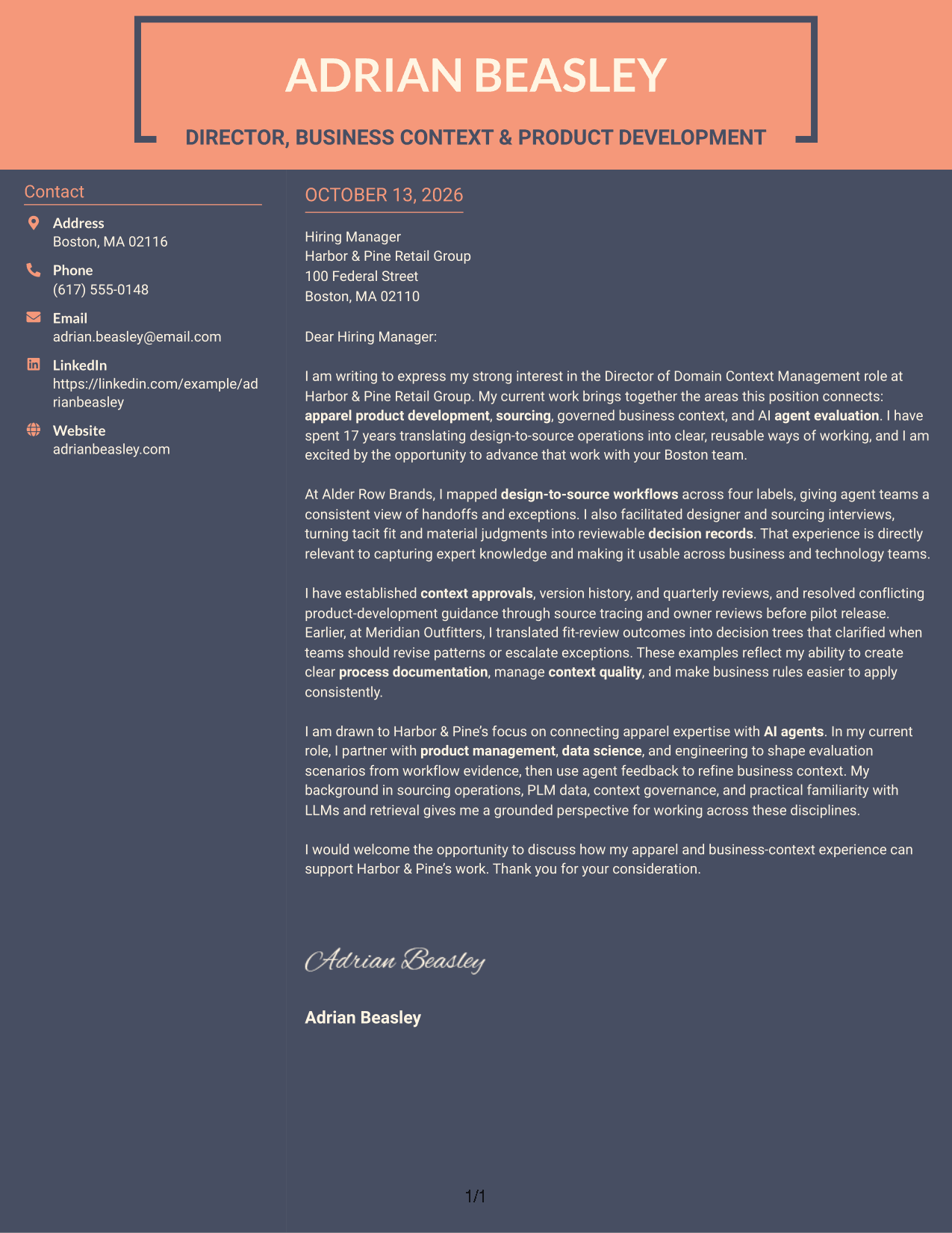 Cover Letter Example Page 1