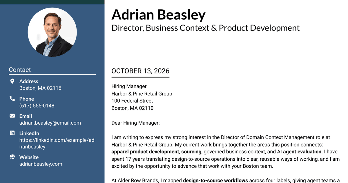 7 Director, Domain Context Management Cover Letter Templates with Example