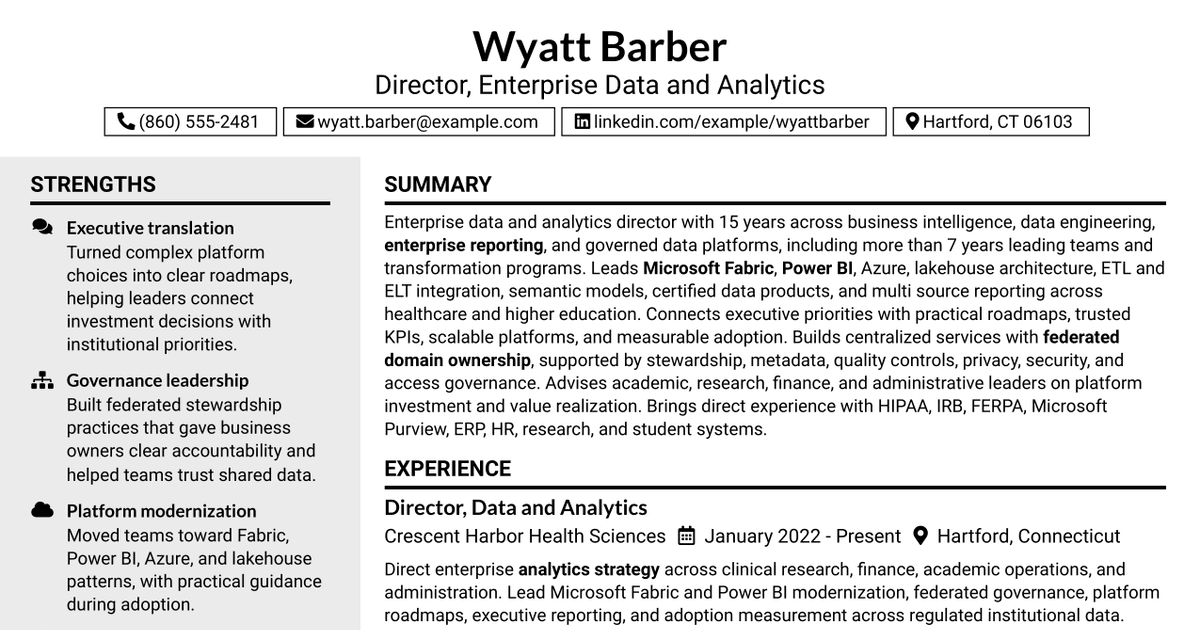 7 Director, Enterprise Data & Analytics Resume Templates with Example