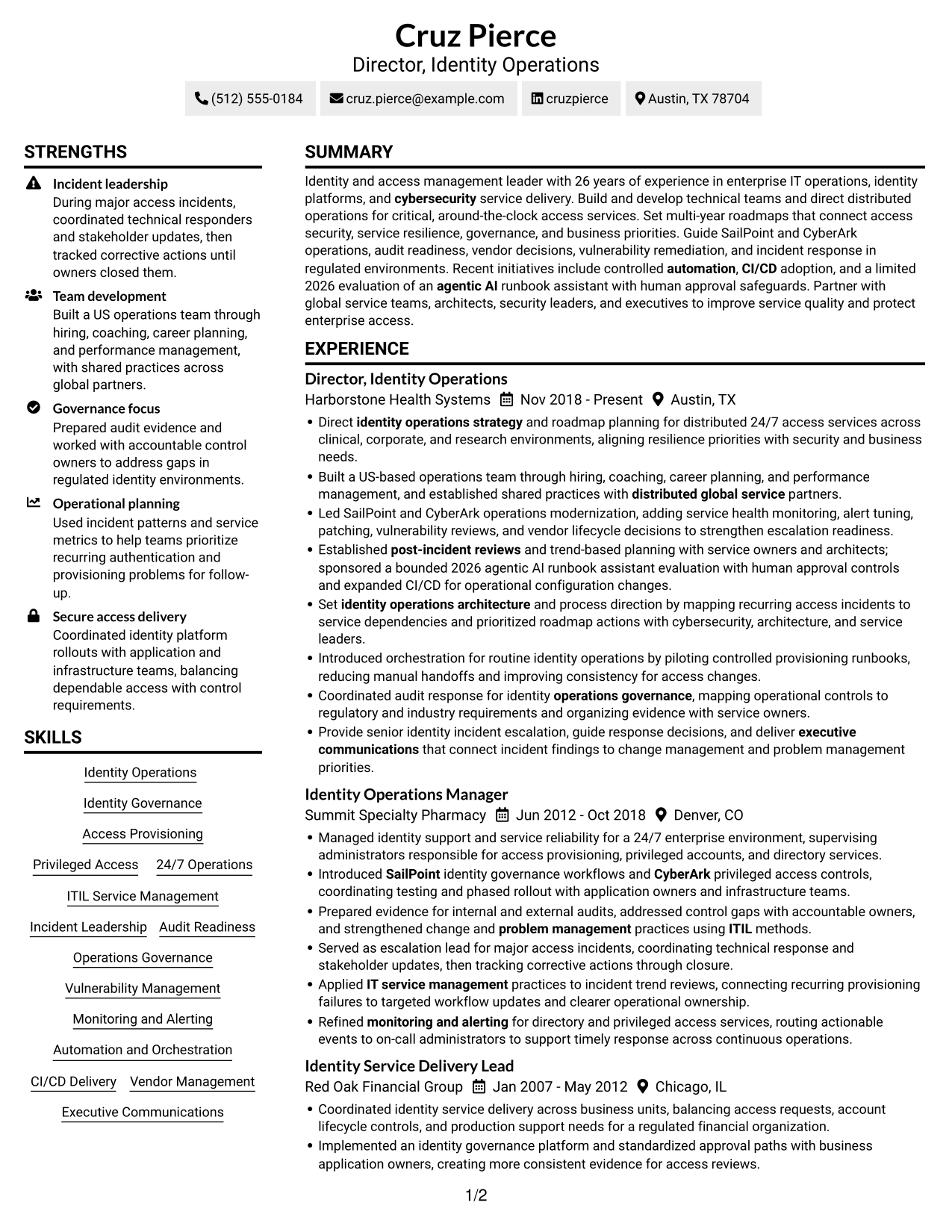 Resume example — page 1