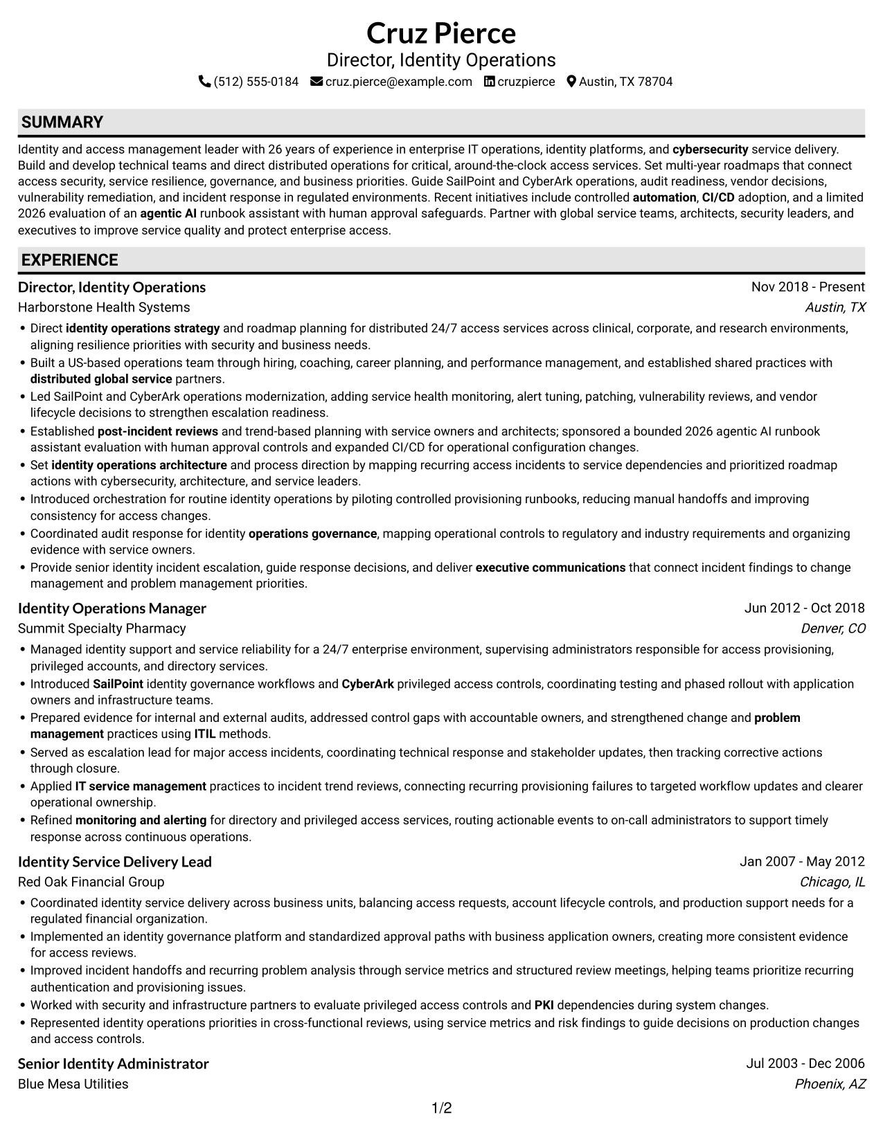 Resume example — page 1