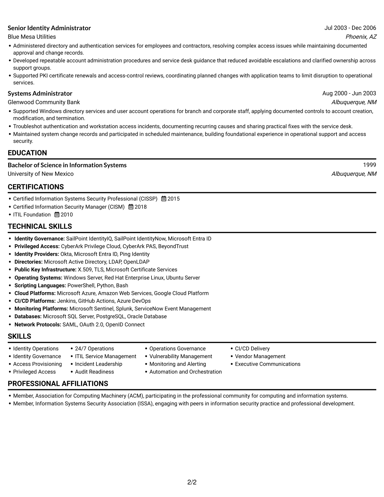 Resume example — page 2