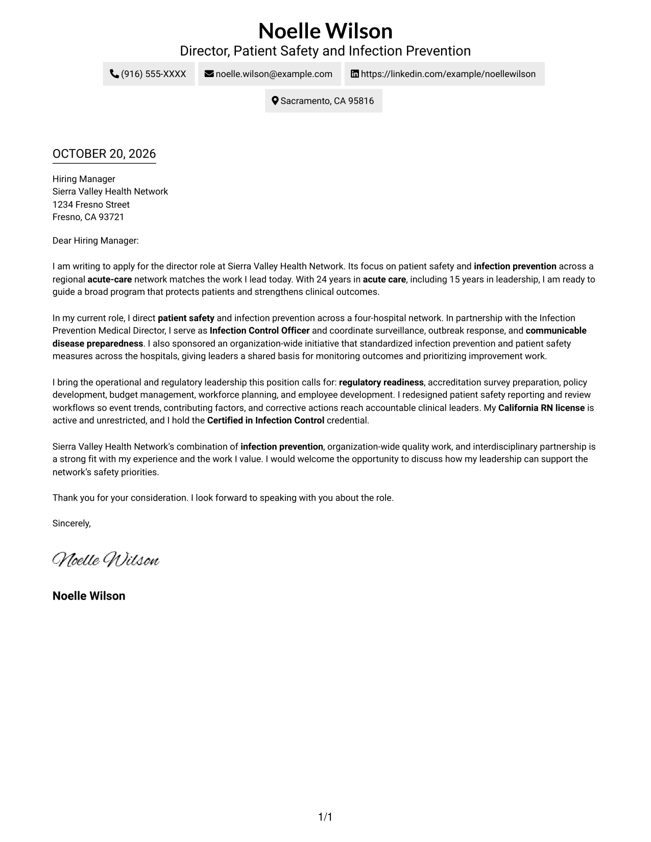 Cover letter example — page 1