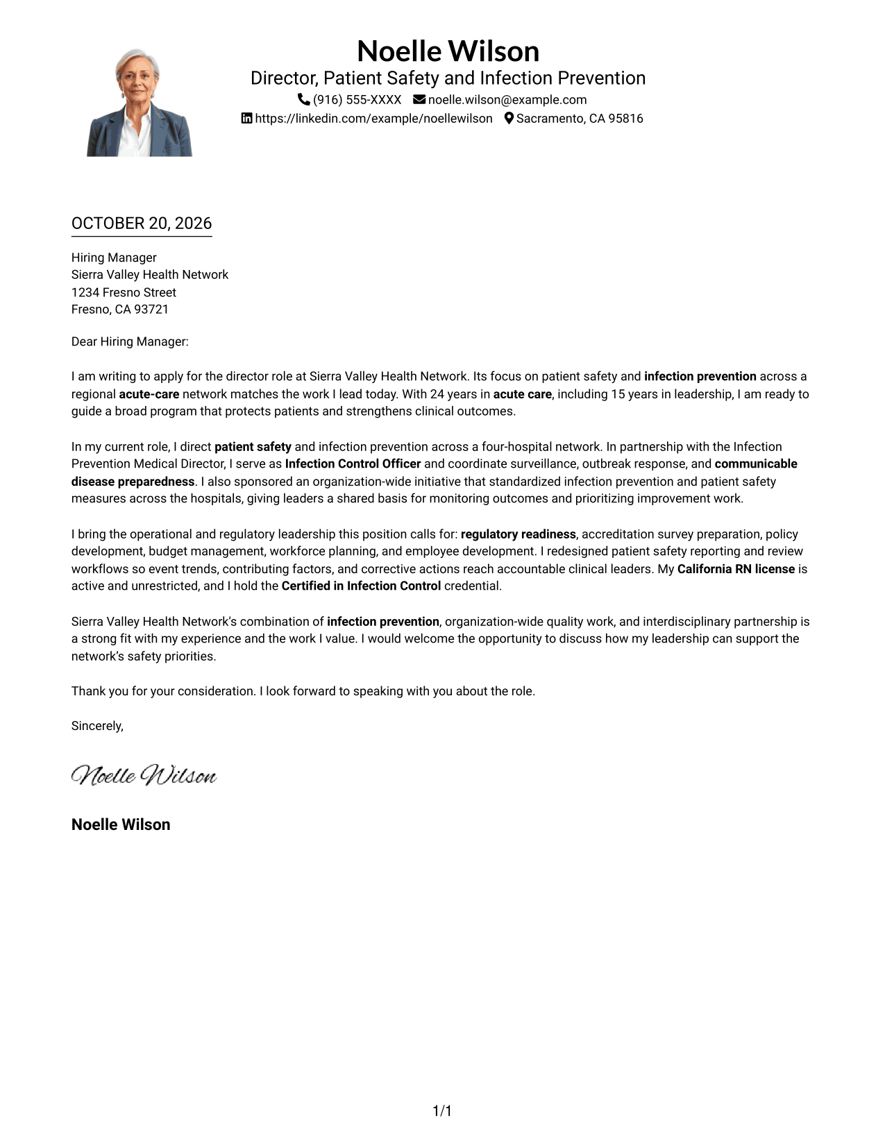 Cover letter example — page 1