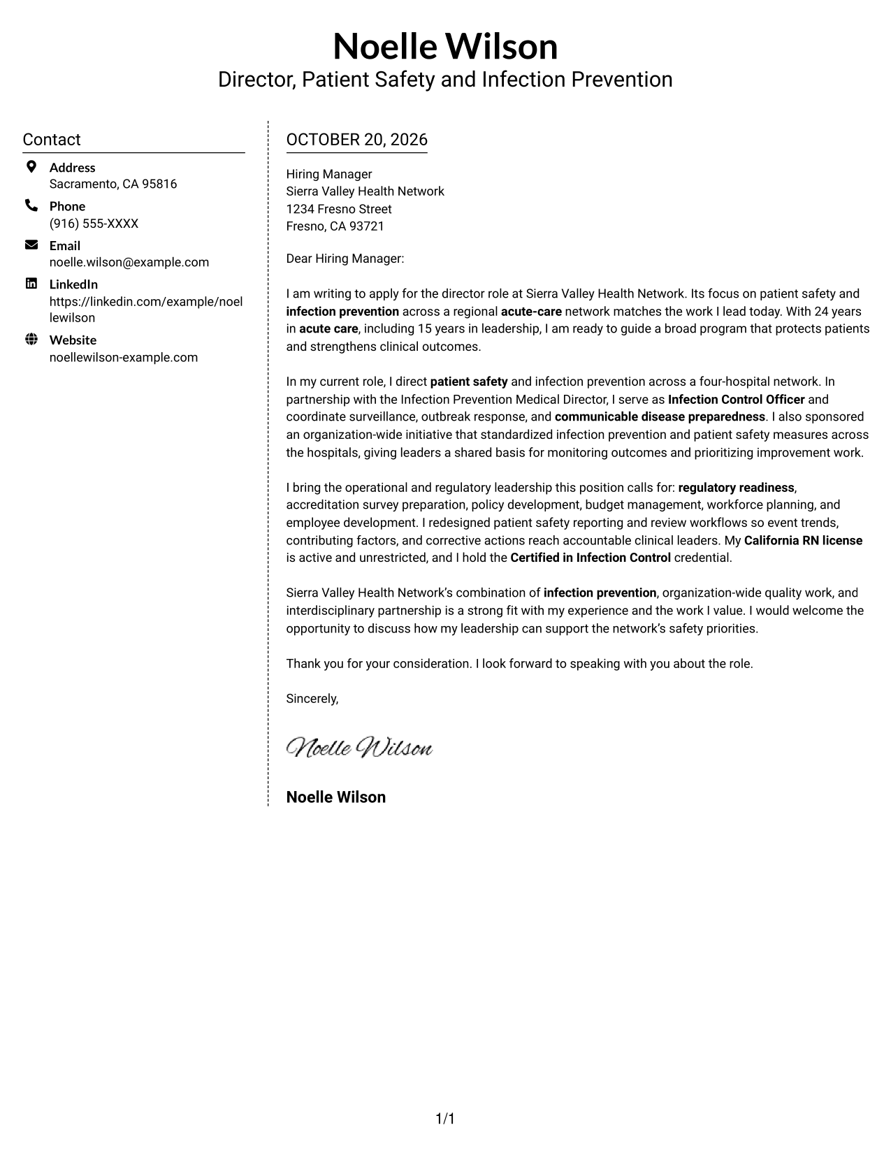 Cover letter example — page 1
