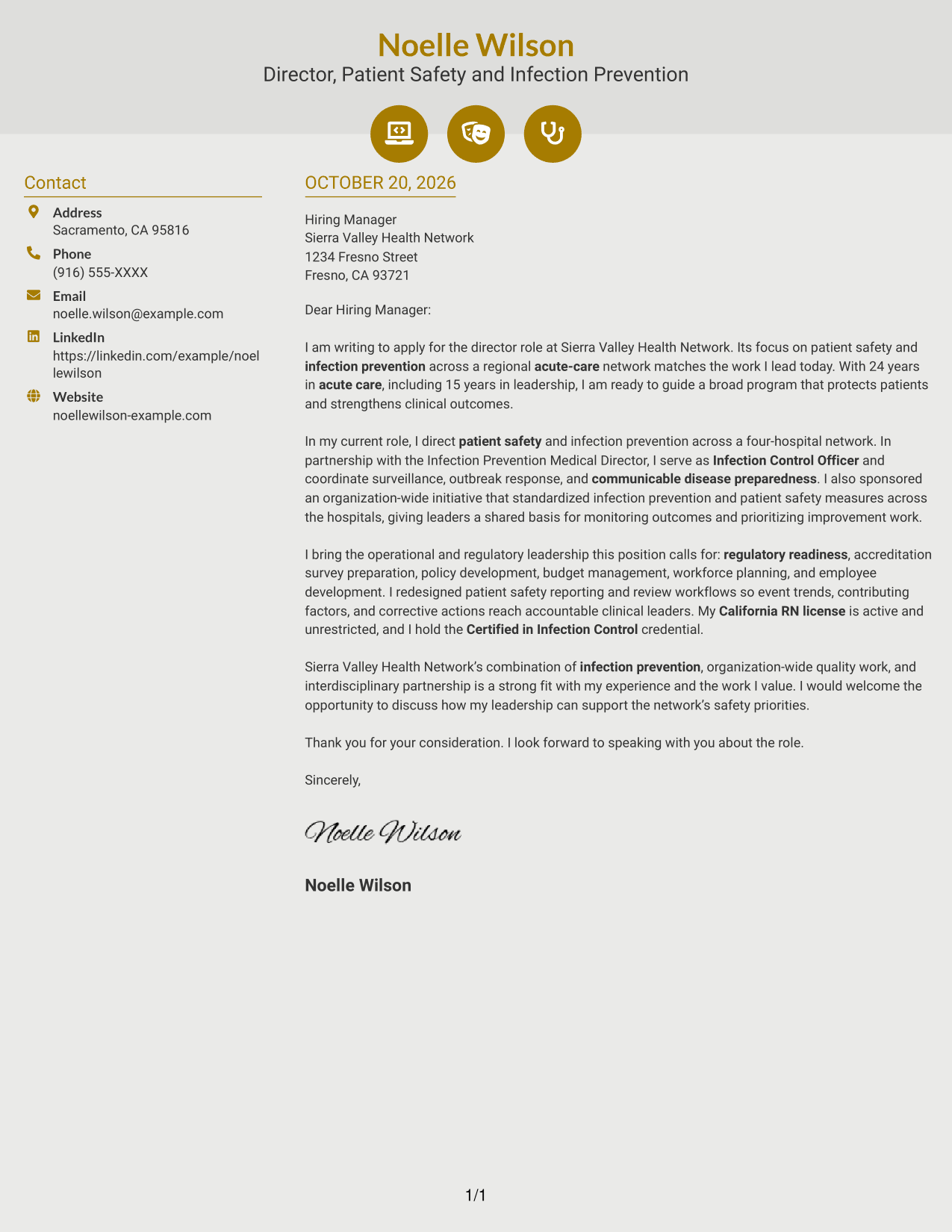 Cover letter example — page 1