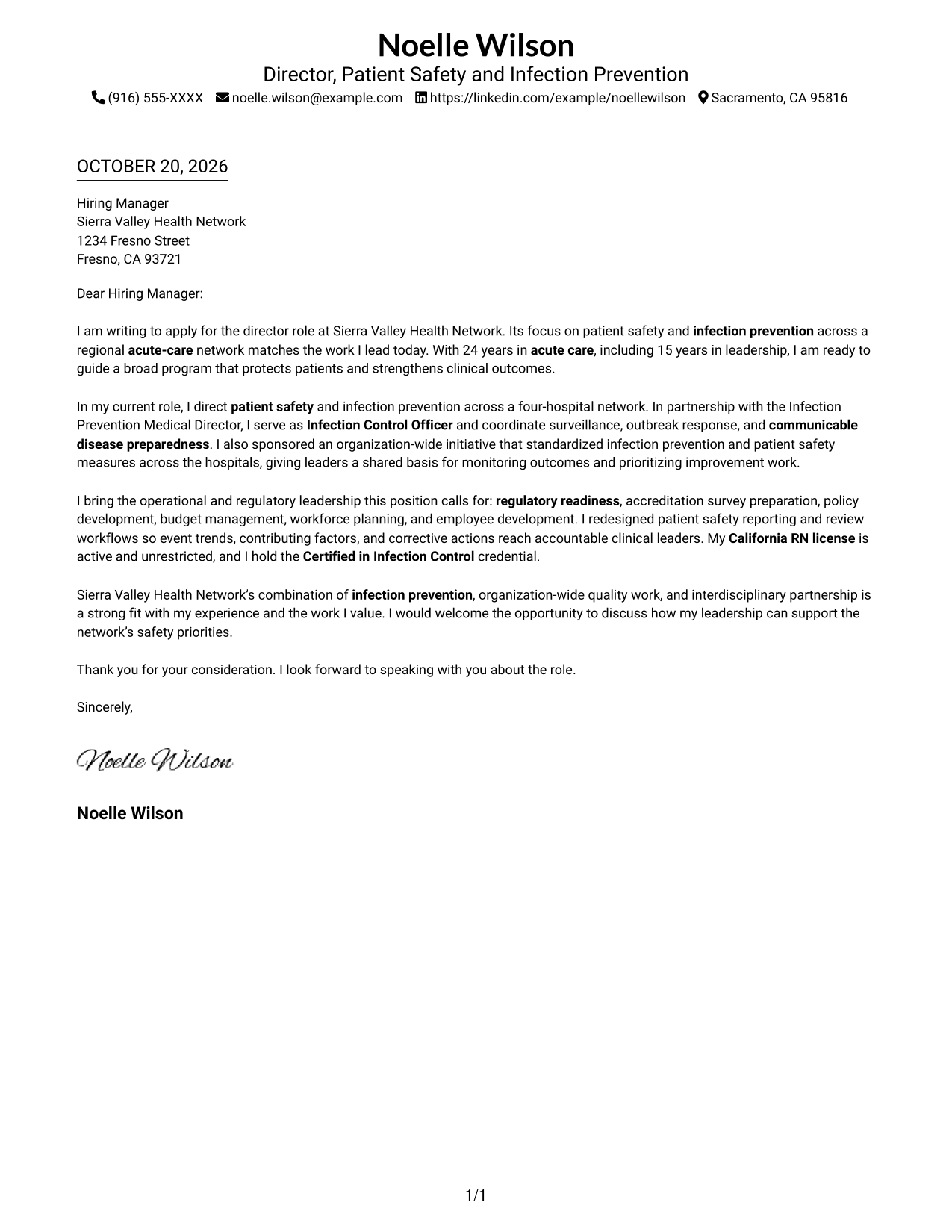 Cover letter example — page 1