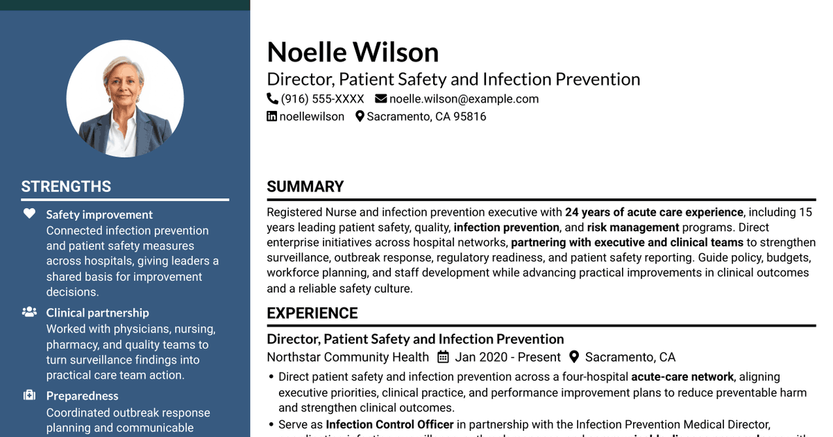 7 Director, Infection Prevention - Patient Safety Resume Templates with Example