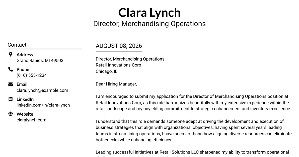 30+ Director, Merchandising Operations Cover Letter Templates with Example 2026
