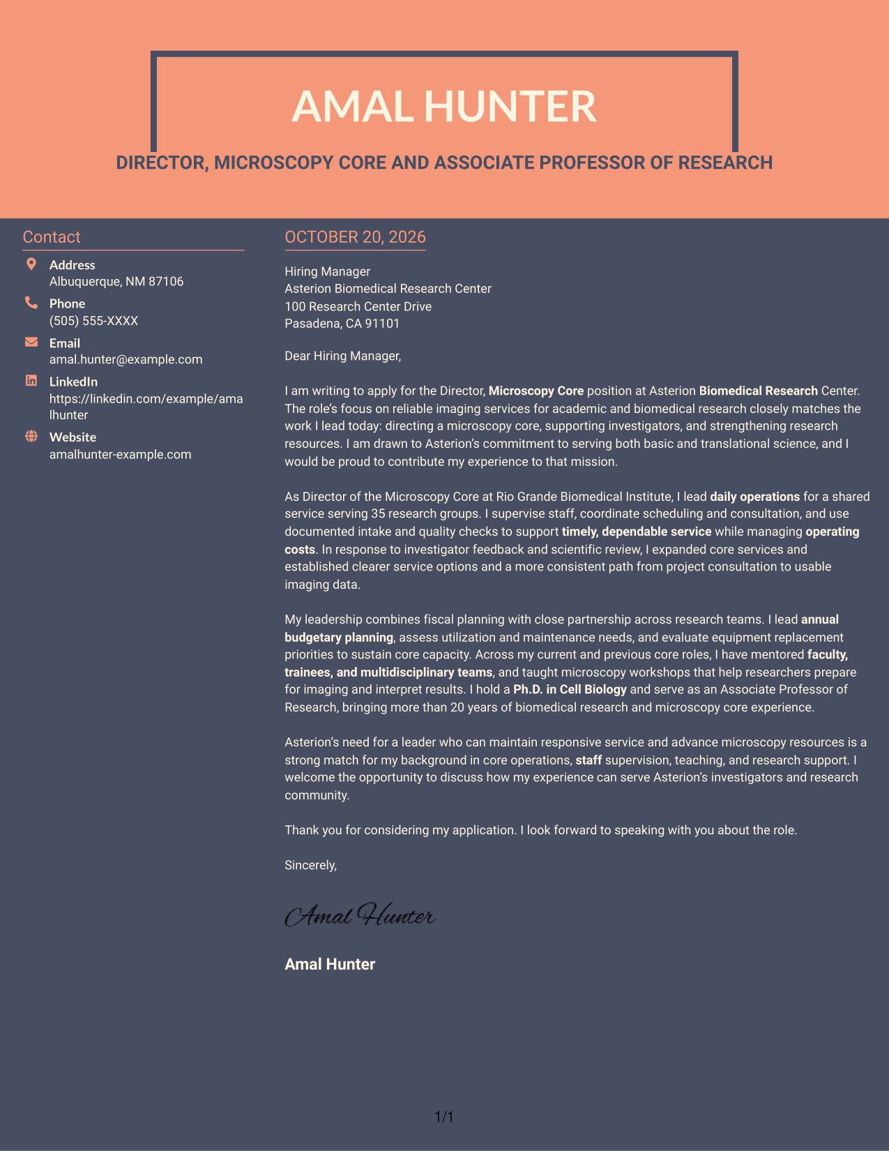 Cover letter example — page 1