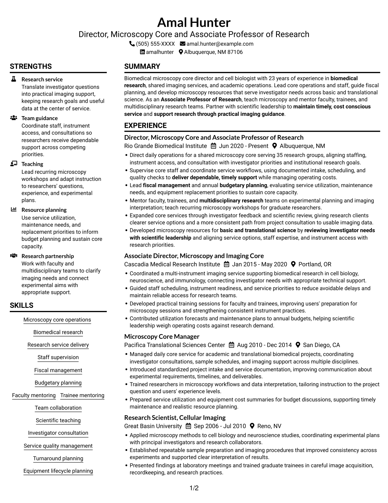 Resume example — page 1