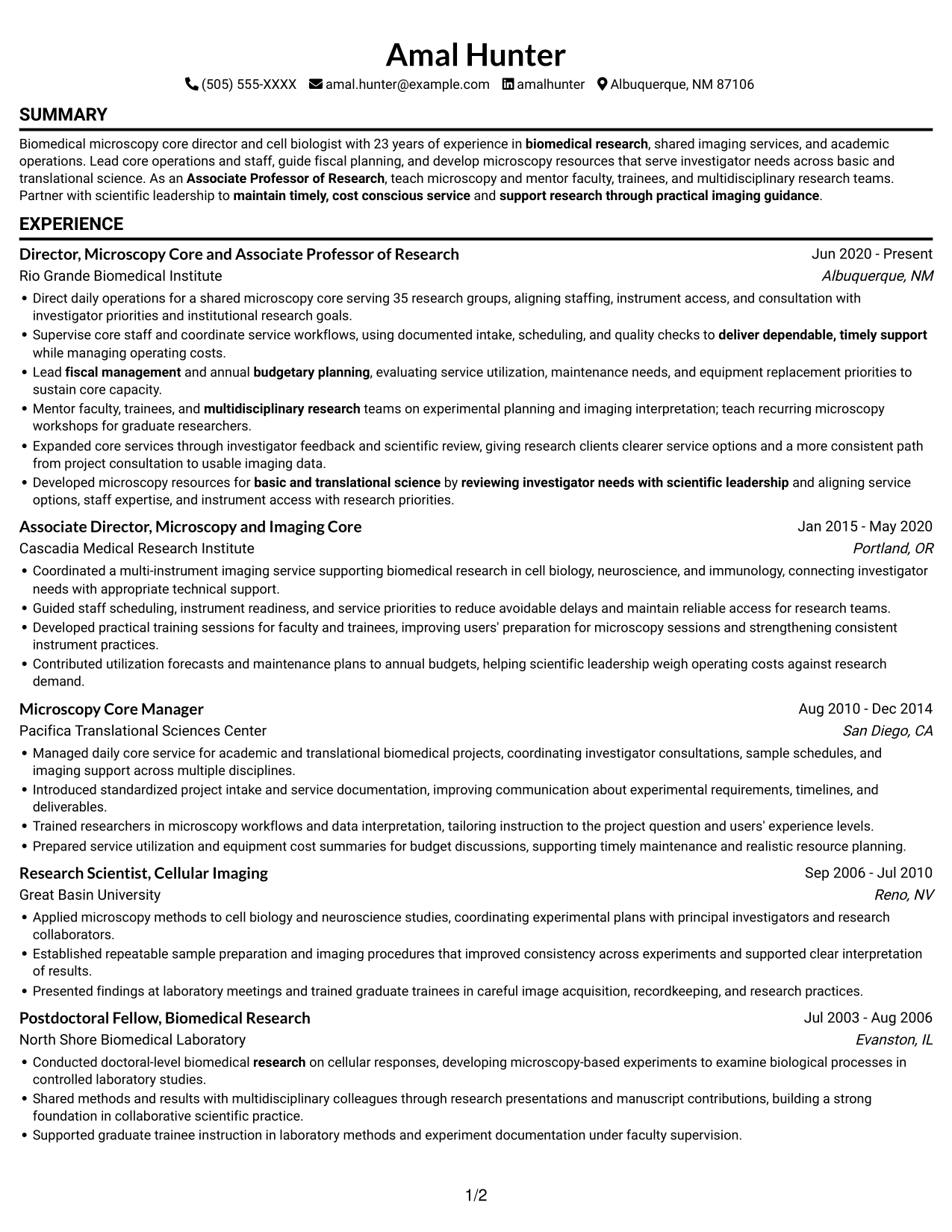 Resume example — page 1