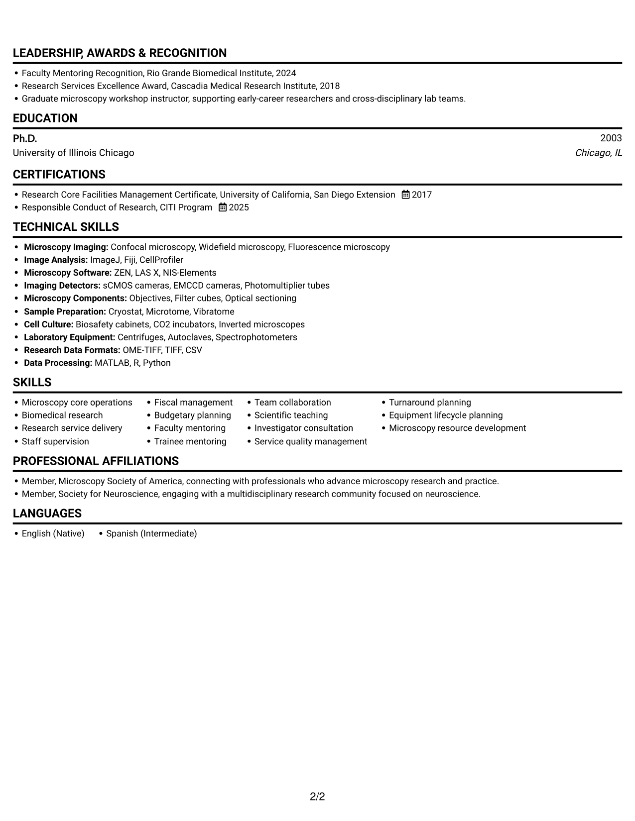 Resume example — page 2
