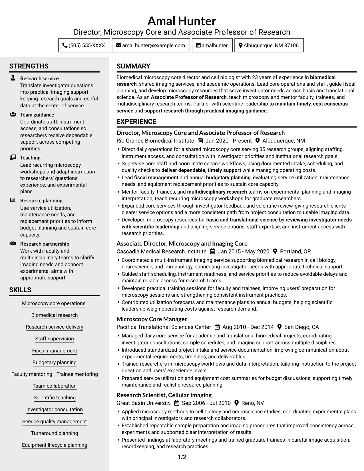 Resume example — page 1