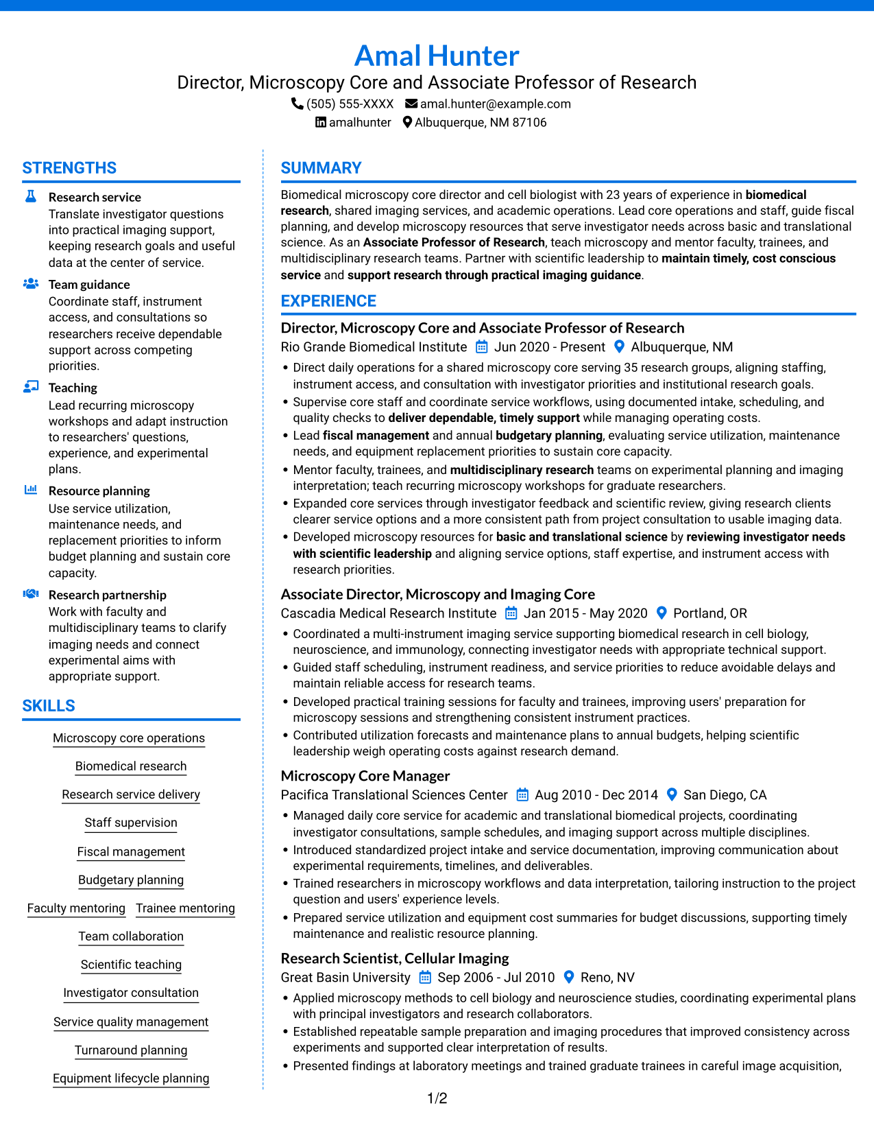 Resume example — page 1