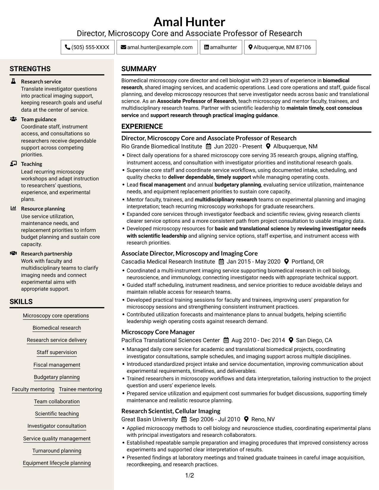 Resume example — page 1