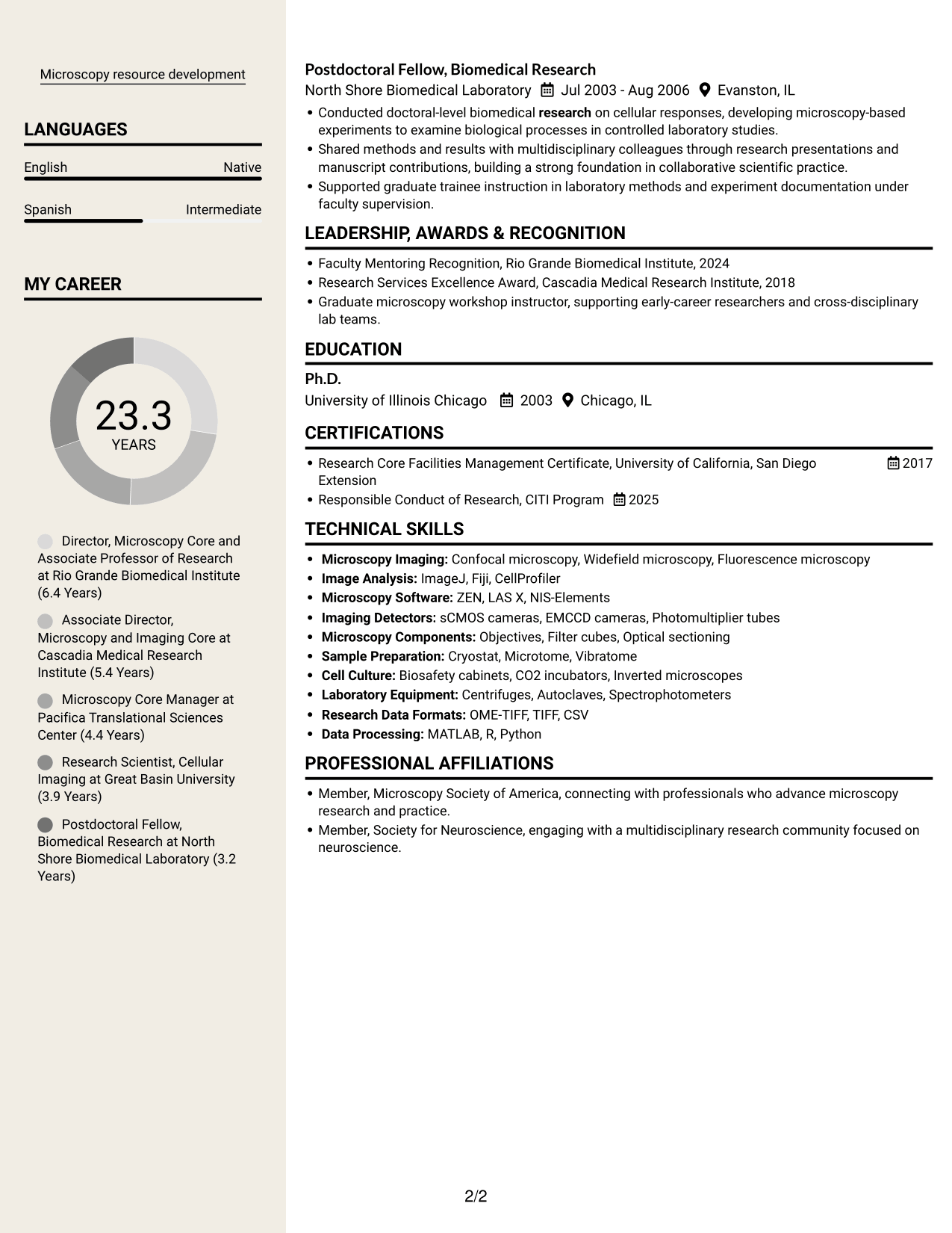 Resume example — page 2