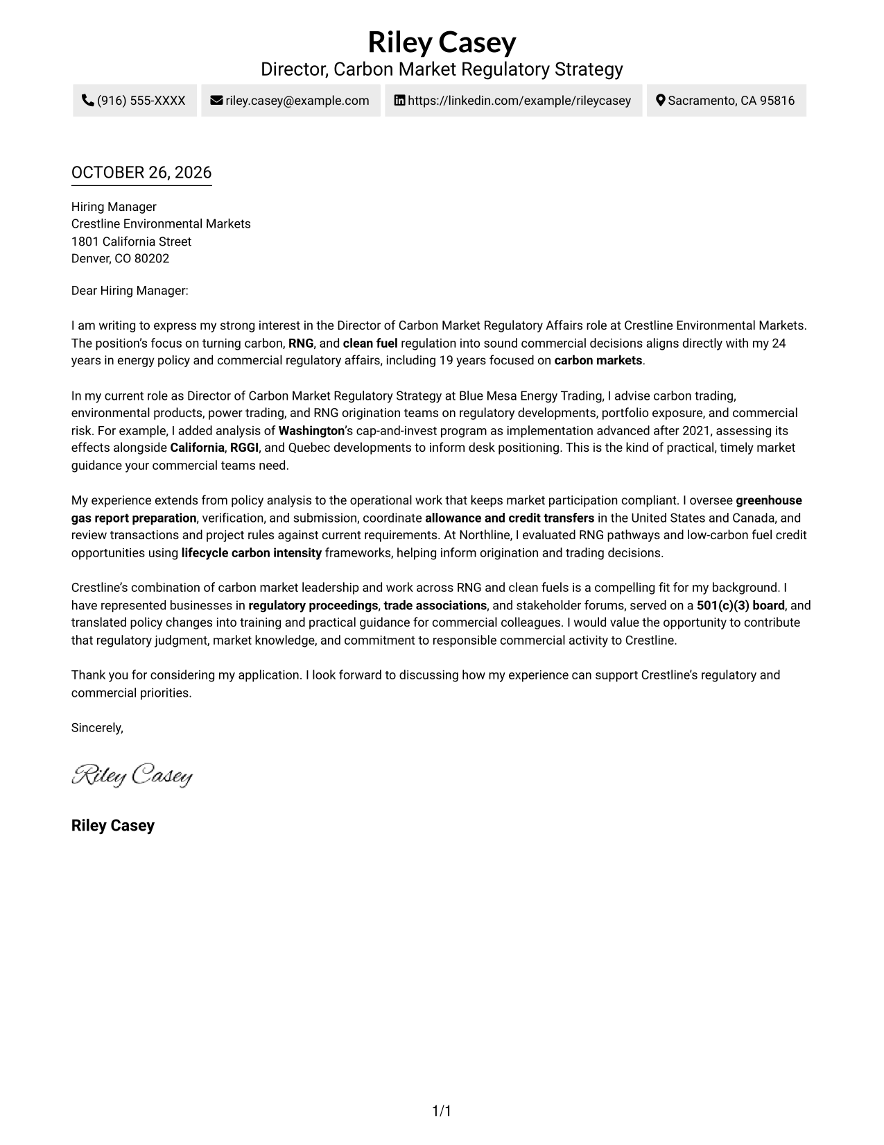 Cover letter example — page 1