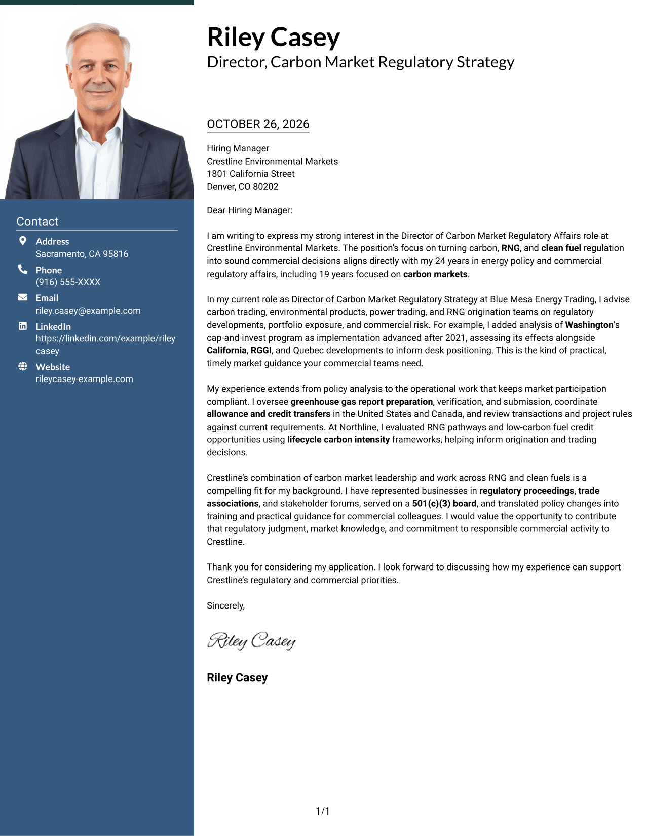 Cover letter example — page 1