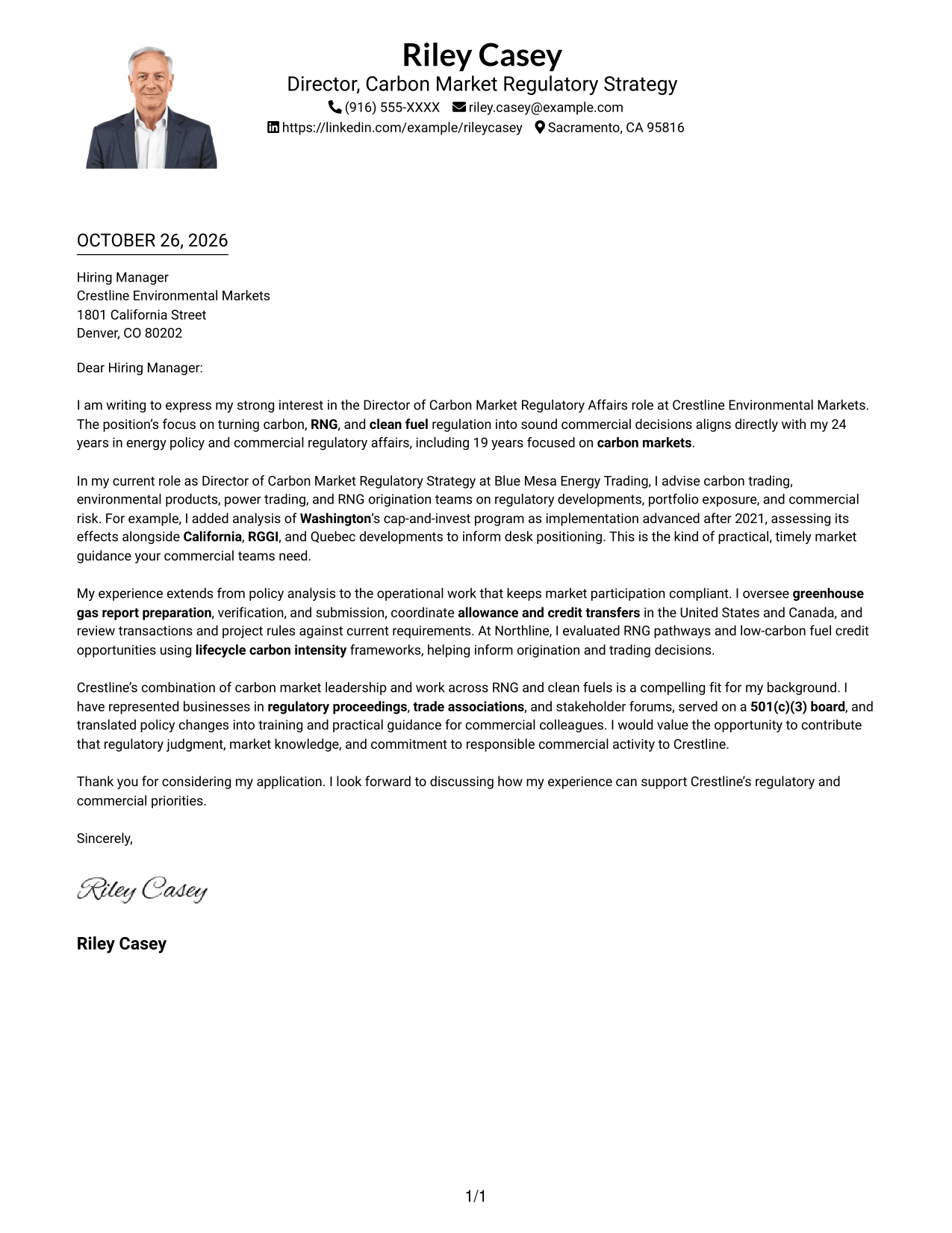 Cover letter example — page 1